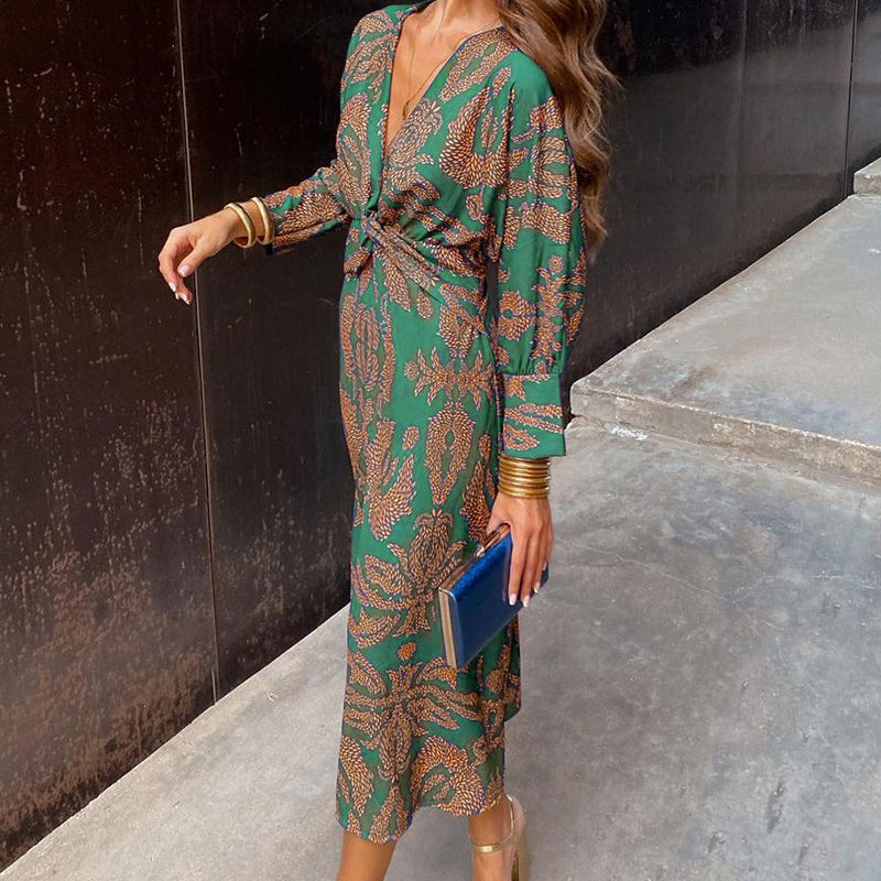 NATALIA™ | VESTIDO MIDI ELEGANTE CON ESTAMPADO ATEMPORAL